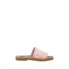 Chloé Pink Linen Blend Woody Slippers In Multi