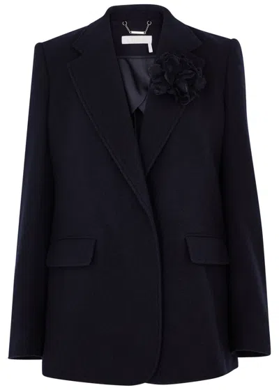 Chloé Chloe Wool And Cashmere-blend Blazer In Navy
