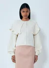 Chloé Cropped Ruffled Pointelle-knit Wool And Cashmere-blend Cardigan In White