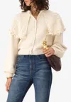 Chloé Cropped Ruffled Pointelle-knit Wool And Cashmere-blend Cardigan In Neutral