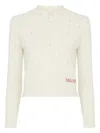 Chloé Wool And Cashmere Fitted Sweater With An Openwork Motif Clothing In White