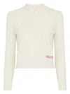 Chloé Wool And Cashmere Fitted Sweater With An Openwork Motif Clothing In White