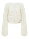 Chloé Wool And Cashmere Knit Round-neck Cardigan In Neutral