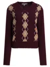 Chloé Wool And Cashmere V-neck Sweater Knitwear Bordeaux In Multi