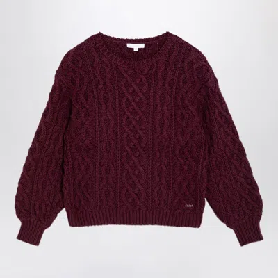 Chloé Kids' Wool And Cotton Burgundy Jumper