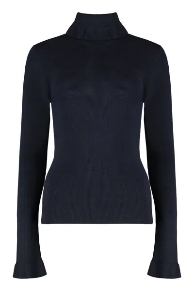 Chloé Wool And Cotton Sweater In Blue