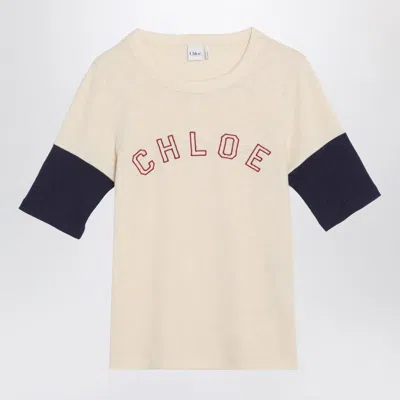 Chloé Wool And Cotton T-shirt With Logo Women