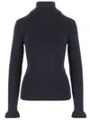 Chloé Wool And Cotton Turtleneck Pullover With Flounce Details In Black