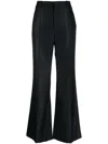 Chloé Wool And Silk Blend Flared Leg Trousers In Black
