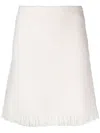 Chloé Bouclé Fringed A-line Miniskirt In White