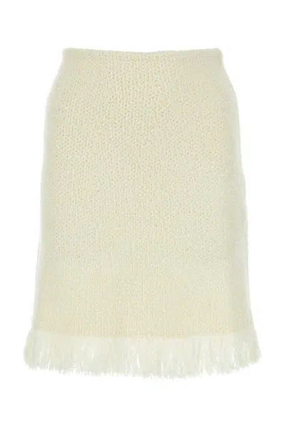 Chloé Ivory Stretch Wool Blend Skirt In White