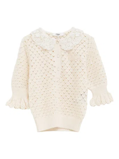 Chloé Wool And Silk Blend Sweater In White