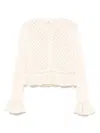 Chloé Women Ivory Knit Polo Shirt With Lace Collar In Neutral