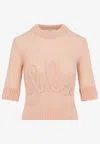 Chloé Wool And Silk Logo-applique Top In Pink