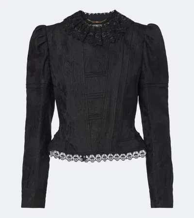 Chloé Wool And Silk-blend Jacquard Lace Jacket In Black