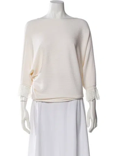 Pre-owned Chloé Wool Bateau Neckline Sweater In Neutral