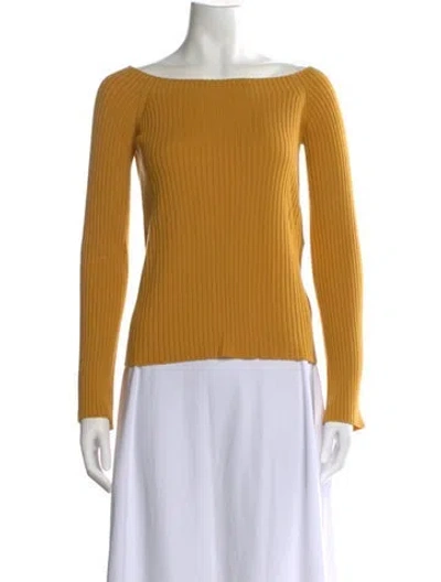 Pre-owned Chloé Wool Bateau Neckline Sweater In Yellow