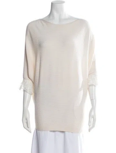 Pre-owned Chloé Wool Bateau Neckline Top In Neutrals