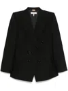 Chloé Double Breasted Virgin Wool Grain De Poudre Blazer In Black