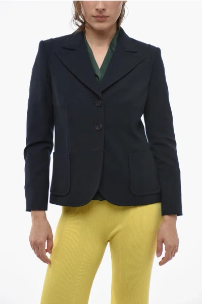 Chloé Wool Blend Blazer With Peak Lapel In Black