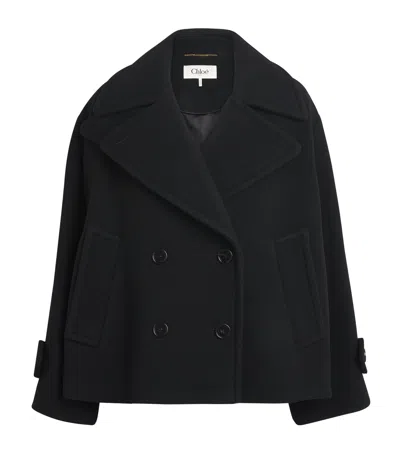 CHLOÉ WOOL-BLEND DOUBLE-BREASTED PEA COAT