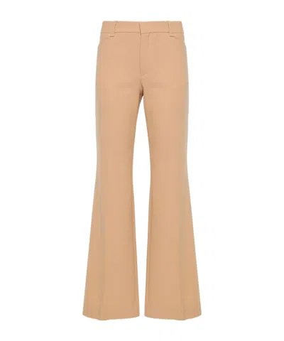 Chloé Wool-blend Flared Trousers In Nude