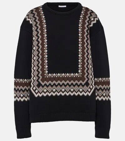 Chloé Wool-blend Jacquard Sweater In Black