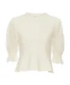 Chloé Wool-blend Lace-sleeves Top In White