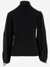 Chloé Slit-sleeved Superfine-knit Jumper In Black