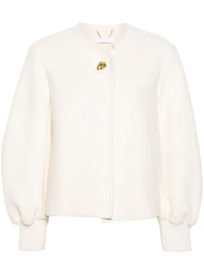 Chloé Wool Blend Short Coat In White