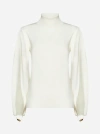 Chloé Wool-blend Turtleneck Sweater In Iconic Milk