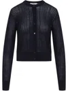 Chloé Navy Blue Fitted Cardigan In Wool Knit In Blue