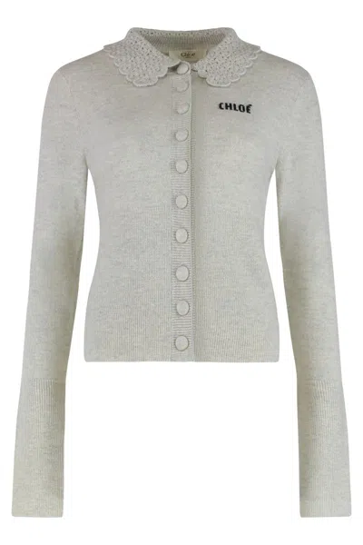Chloé Wool Cardigan In Gray