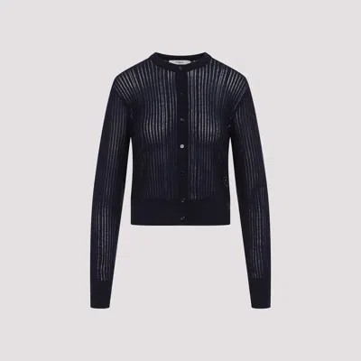 Chloé Navy Blue Fitted Cardigan In Wool Knit