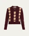Chloé Chloe Argyle-intarsia Wool And Cashmere-blend Jumper In Burgundy