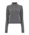 Chloé Embellished Wool And Cashmere-blend Polo Sweater In Gray