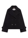 Chloé Black Double-breasted Jacket With Notched Wide Revers And Dropped Shoulders In Wool Blend Woma In Black