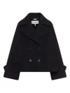 Chloé Black Double-breasted Jacket With Notched Wide Revers And Dropped Shoulders In Wool Blend Woma In Black