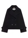 Chloé Black Double-breasted Jacket With Notched Wide Revers And Dropped Shoulders In Wool Blend Woma In Black