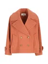 Chloé Double Breasted Jacket Buttoned Cuffs Pockets Lapels In Orange