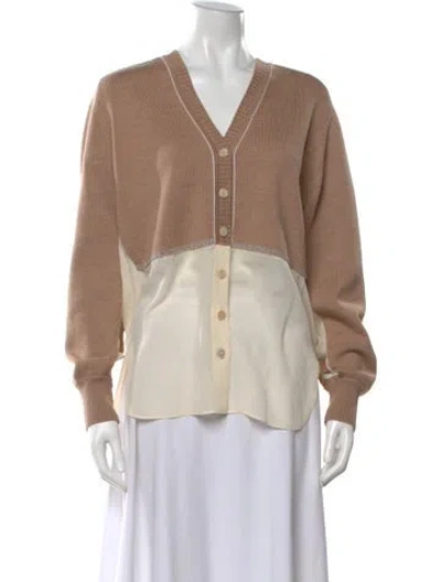Pre-owned Chloé Wool Colorblock Pattern Sweater In Neutral