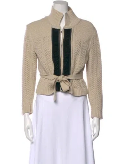 Pre-owned Chloé Wool Colorblock Pattern Sweater In White