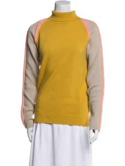Pre-owned Chloé Wool Colorblock Pattern Sweater In Yellow