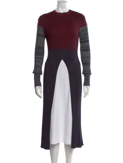 Pre-owned Chloé Wool Colorblock Pattern Top In Red