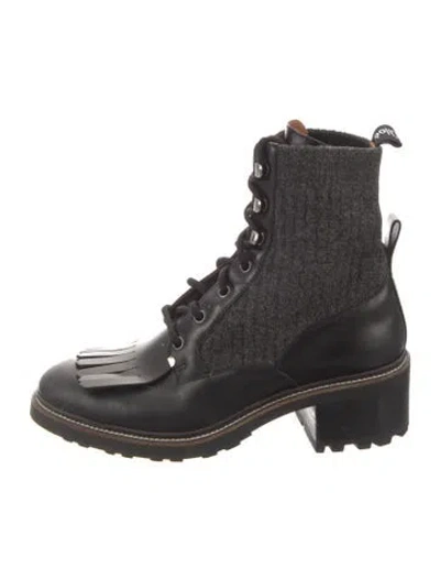 Pre-owned Chloé Wool Combat Boots In Gray