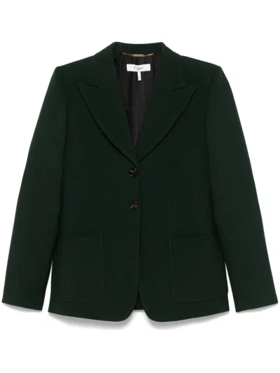 Chloé Double Breasted Wool Blazer In Green