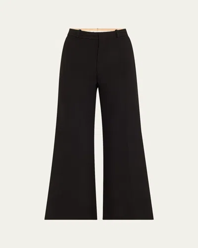 Chloé Wool Crepe Flare Ankle Trousers In Black