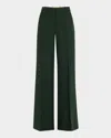 Chloé Silk Canvas Trouser In Nightfall Green