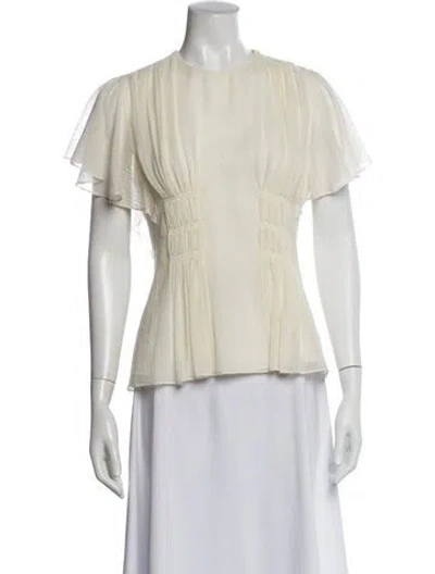 Pre-owned Chloé Wool Crew Neck Blouse In Neutral