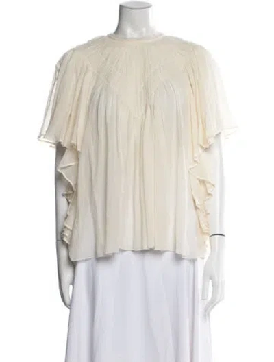Pre-owned Chloé Wool Crew Neck Blouse In Neutral